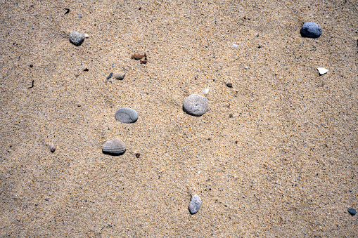 Cape Cod in springtime close up view of pebbles on the beach at Head of the Meadow