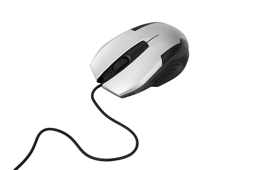 Overhead shot of wireless computer mouse isolated on white background with clipping path.