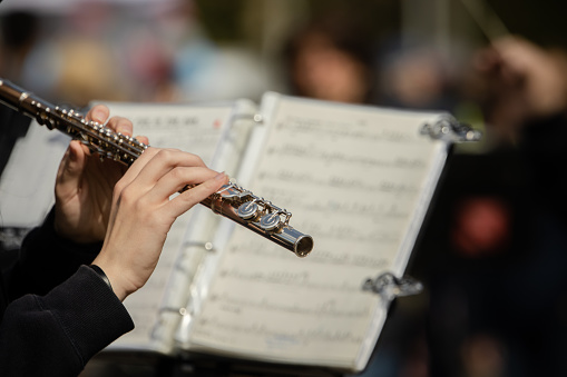 Woman playing a flute