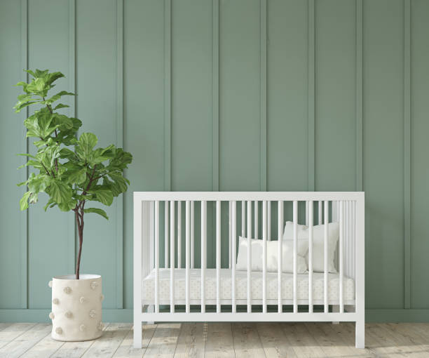 istock Nursery interior in farmhouse style. 3d render. 1395348685