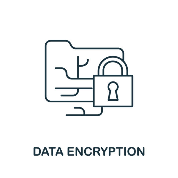 illustrazioni stock, clip art, cartoni animati e icone di tendenza di icona di crittografia dei dati dalla raccolta di sicurezza informatica. icona di crittografia dei dati a linea semplice per modelli, web design e infografiche - morse key