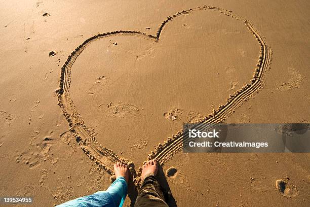 Heart On The Beach Stock Photo - Download Image Now - Adult, Animal Body Part, Animal Foot