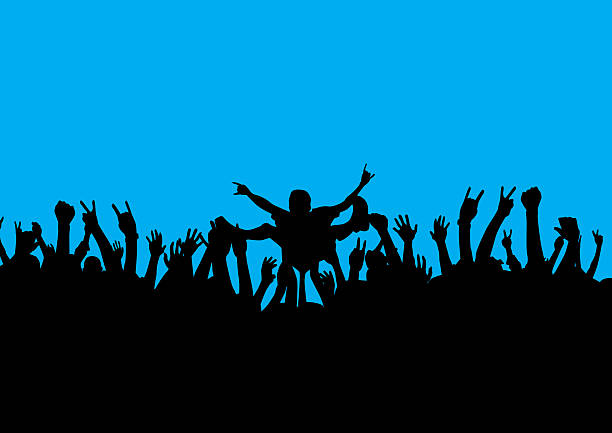 rock crowd surf stock photo