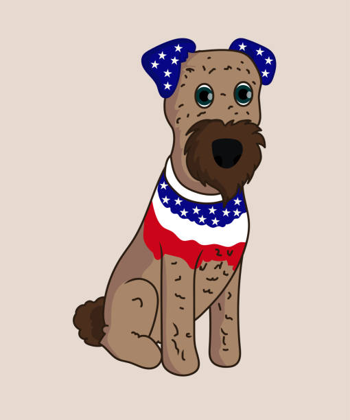 愛国的なシュナウザー犬ベクトル - fourth of july patriotism american flag frame点のイラスト素材／クリップアート素材／マンガ素材／アイコン素材