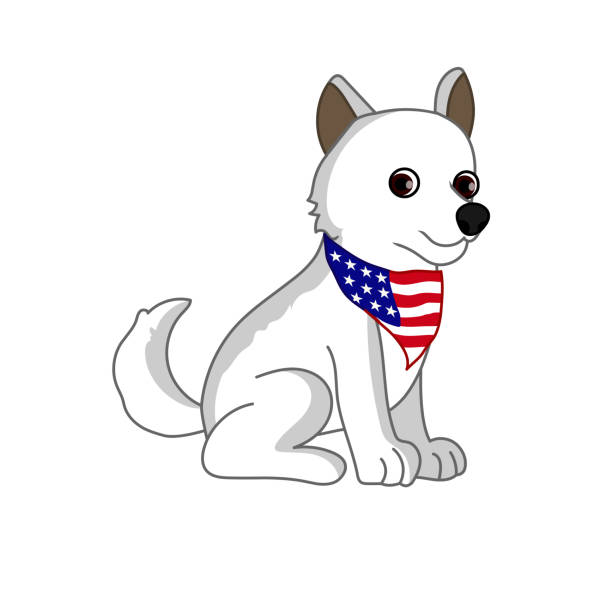 愛国的な白い犬のクリップアート - fourth of july patriotism american flag frame点のイラスト素材／クリップアート素材／マンガ素材／アイコン素材