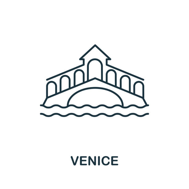 ilustrações de stock, clip art, desenhos animados e ícones de venice icon from italy collection. simple line venice icon for templates, web design and infographics - venice italy italy gondola rialto bridge