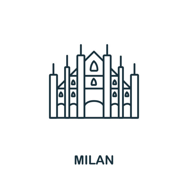 mailänder ikone aus italien kollektion. einfache linie mailand icon für templates, webdesign und infografiken - cathedral stock-grafiken, -clipart, -cartoons und -symbole