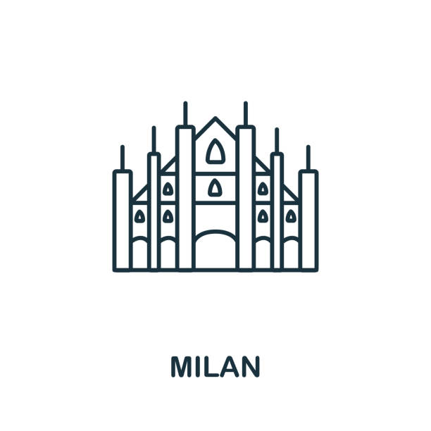 illustrations, cliparts, dessins animés et icônes de icône milanaise de la collection italie. icône milan ligne simple pour les modèles, la conception web et les infographies - cathedral