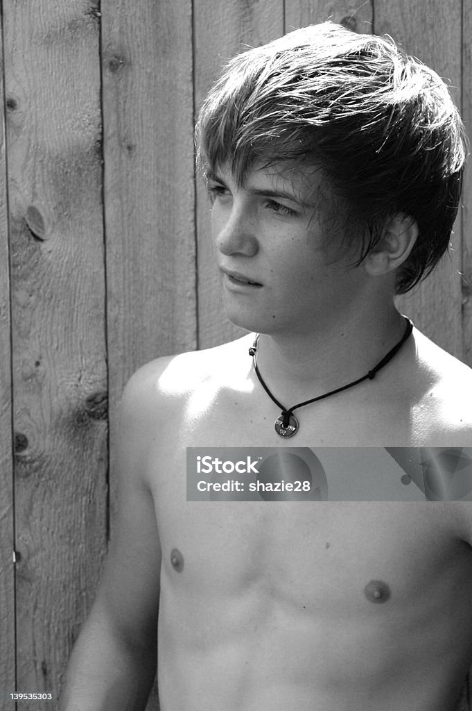 Black and White Teen Casual teen boy Boys Stock Photo