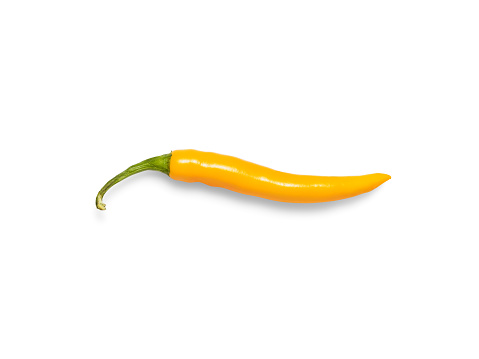 Yellow chili pepper isolated on white background.
