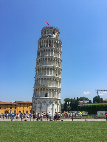 Pisa, Italy-July 16, 2015:Italy is country full of World Culture and Natural Heritage.  Here is the Leaning Tower in Pisa.