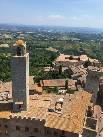 San Gimignano, Italy-July 16, 2015: Italy is country full of World Culture and Natural Heritage.  Here is the ancient town San Gimignano, so called the “Medieval Manhattan”，because of a lot of towers in the town.