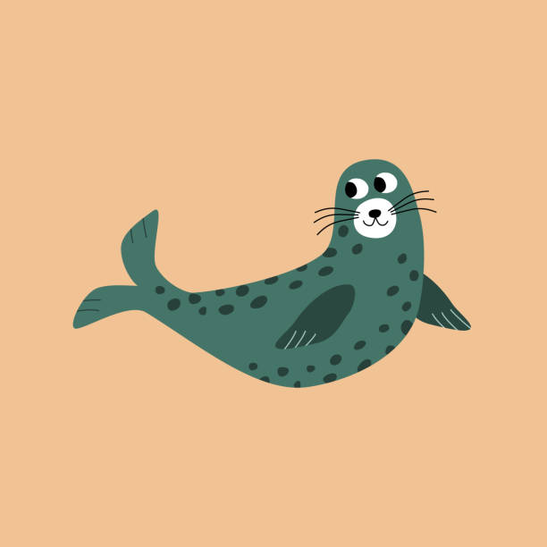 Cute Sea Lion Hand Drawn Vector Illustration Funny Green Seal In Flat Style  Isolated Animal Character For Logo Or Icon Stock Illustration - Download  Image Now - iStock
