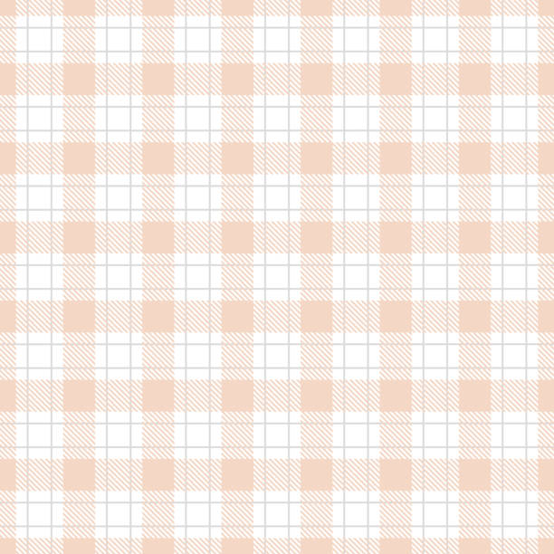 Gingham peach white seamless pattern. thin strokes texture for textile shirts, plaid, tablecloths, clothes, blankets vector checkered print Gingham peach white seamless pattern. thin strokes texture for textile shirts, plaid, tablecloths, clothes, blankets vector checkered print. striped shirt stock illustrations