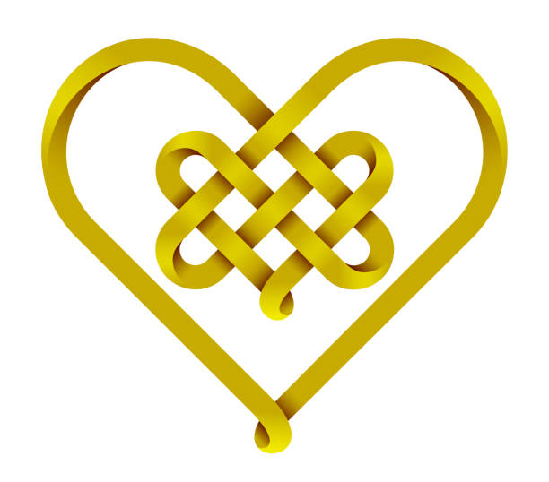 istock Heart symbol made of intertwined golden mobius stripes as a celtic knot. 1395358800