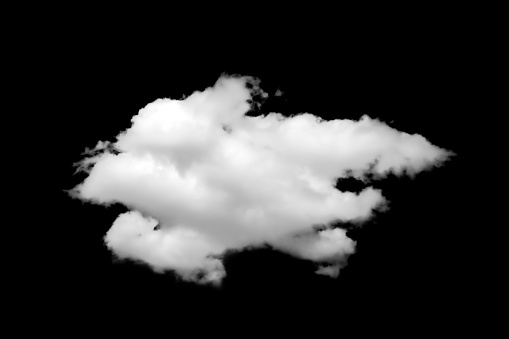 Set of white clouds on black background. Ready to use with screen mode.