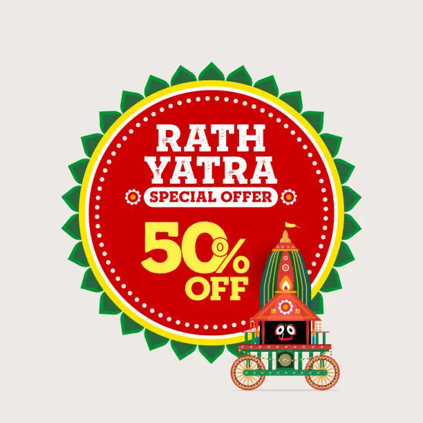 Vector illustration of Happy Rath Yatra special offer - vector