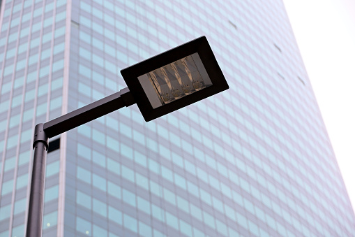 Modern led light in city, saving of electrical energy
