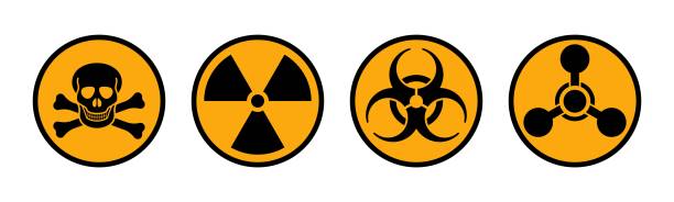 ilustraciones, imágenes clip art, dibujos animados e iconos de stock de signo de amenaza radiactiva y tóxica - toxic waste vector biohazard symbol skull and crossbones