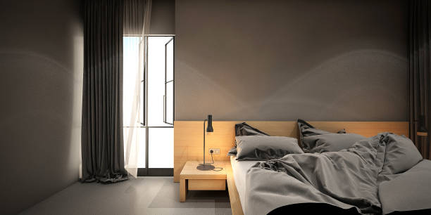 istock bed room interior design in modern style,3d rendering,3d illustration 1395364153