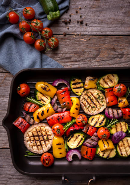 istock Grilled cooked assorted vegetables with herbs and spices 1395364487