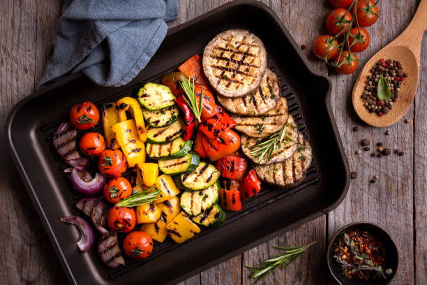 istock Grilled cooked assorted vegetables with herbs and spices 1395364533