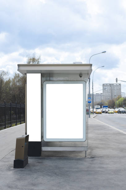 istock Blank white mock up  in a bus stop 1395364562
