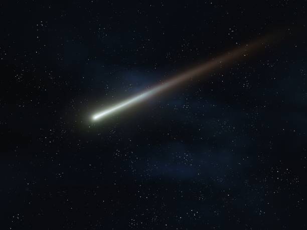 istock Beautiful meteor trail, falling meteorite in the starry night sky. 1395368184