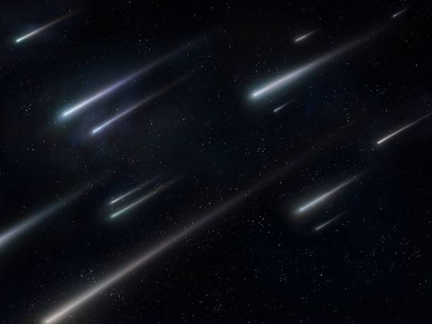 istock Star rain in the night sky. Falling stars on a black background. 1395368191