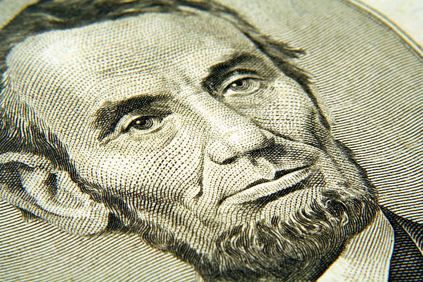 abe - currency us paper currency five dollar bill usa photos et images de collection