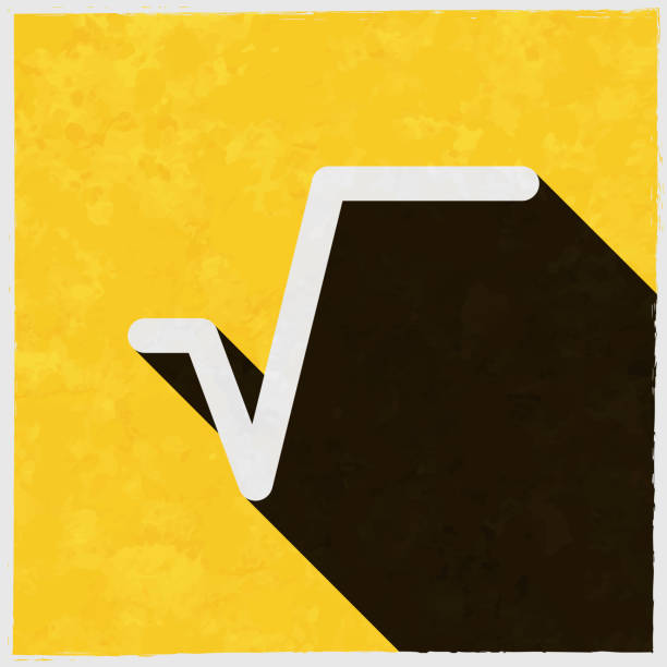 ilustrações de stock, clip art, desenhos animados e ícones de square root. icon with long shadow on textured yellow background - root paper black textured
