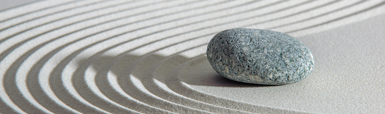 Japanese zen garden with stone and sand