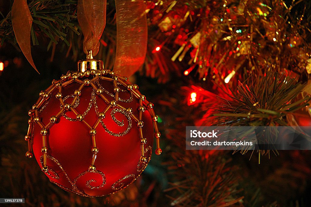 Red & Gold Weihnachtsornament - Lizenzfrei Altertümlich Stock-Foto