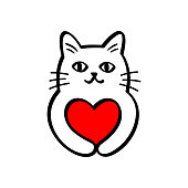 istock Cat with heart 1395377401