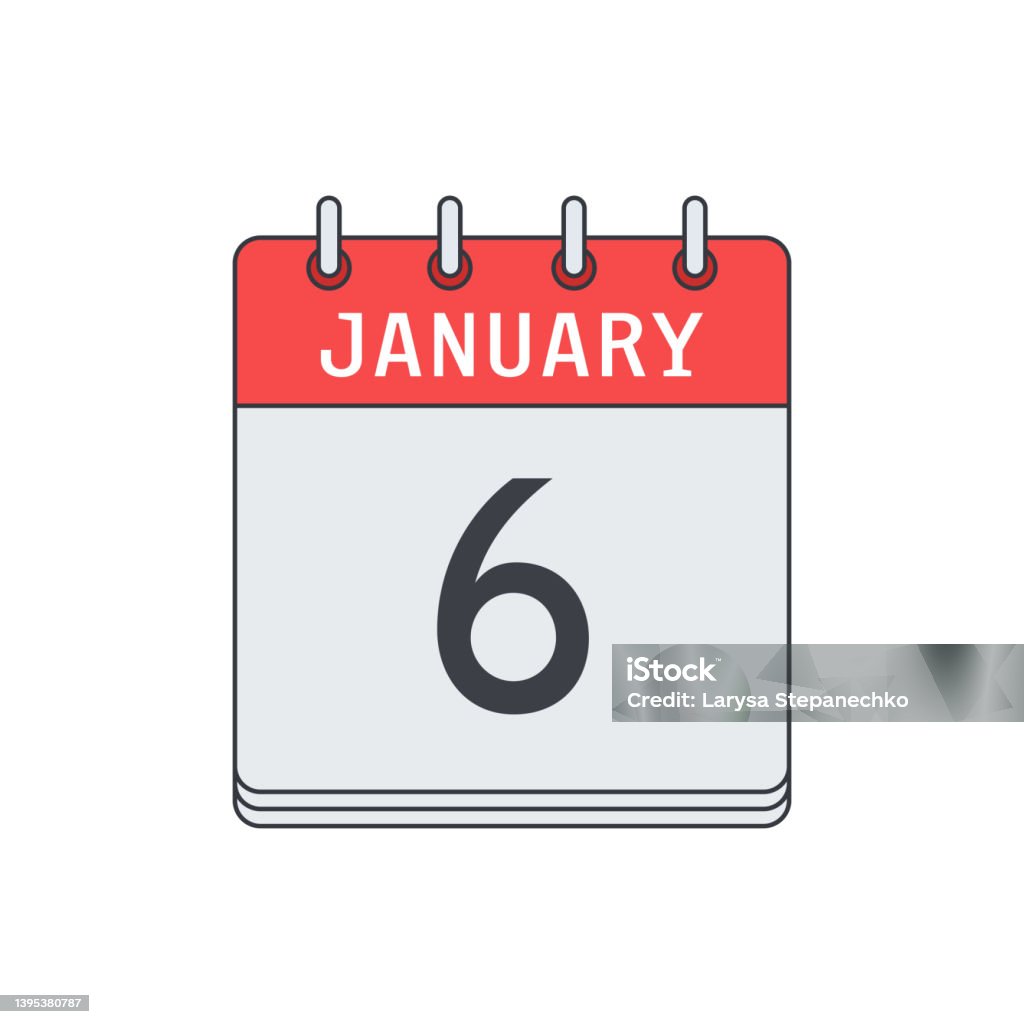 January 6 Calendar Icon Vector Illustration Flat Designn Stock January 6 Calendar Icon Vector Illustration Flat Designn Stock