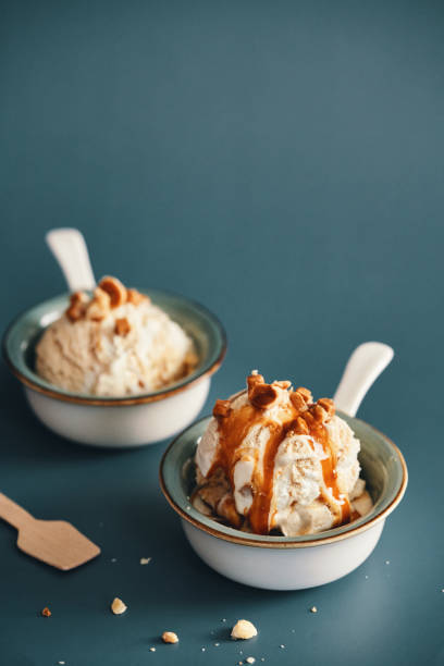 istock Caramel Ice Cream with Topping 1395380842