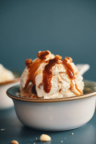 istock Caramel Ice Cream with Topping 1395380846