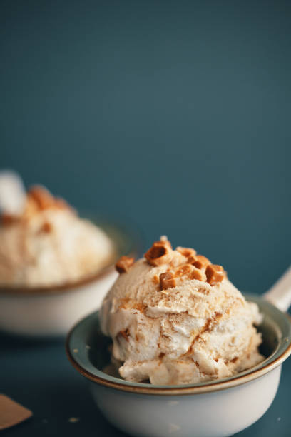 istock Caramel Ice Cream with Topping 1395380899