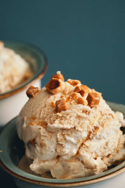 istock Caramel Ice Cream with Topping 1395380900