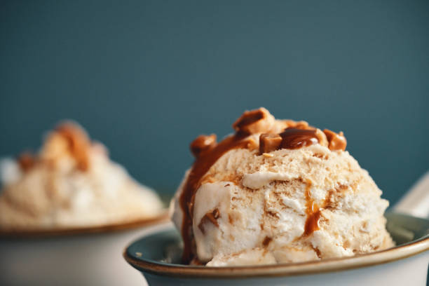 istock Caramel Ice Cream with Topping 1395380904