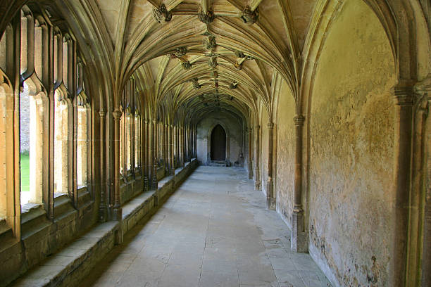 Lacock Abbey Cloisters (landscape) Lacock Abbey Cloisters located in England where part of Harry Potter was filmed. harry hall stock pictures, royalty-free photos & images