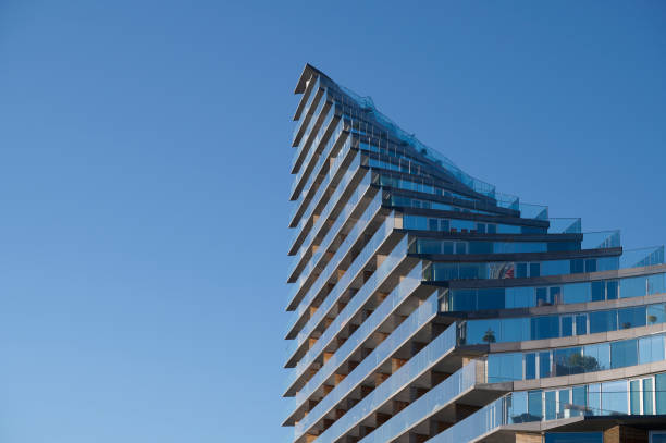 Building on Aarhue ø low viewing angle on blue sky