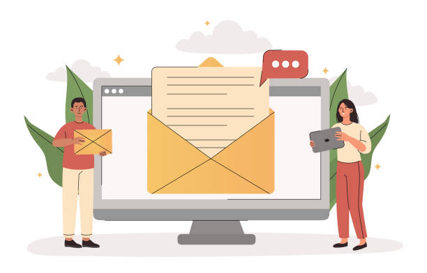 ilustrações, clipart, desenhos animados e ícones de conceito de mensagem de e-mail - caixa de entrada de correio eletrónico