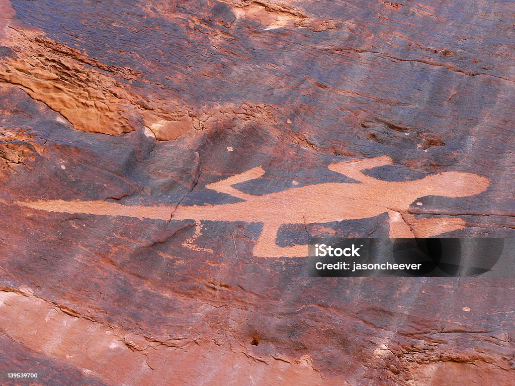 Stone Lizard Lizard petroglyph chipped into rock at Dinosaur National Monument, Utah, U.S.A. Taken 27 May 2005. American Culture Stock Photo