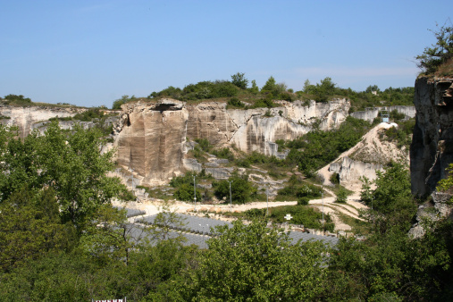 Digital photo of a old quarry which is used in the summertime as a theatre for operas in a village called St. Margarethen in austria