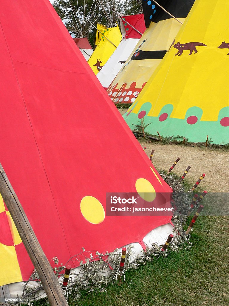 Row of Tepees Row of tepees at Indian Village during Calgary Stampede. Calgary, Alberta, Canada. Taken 15 July 2005. Alberta Stock Photo