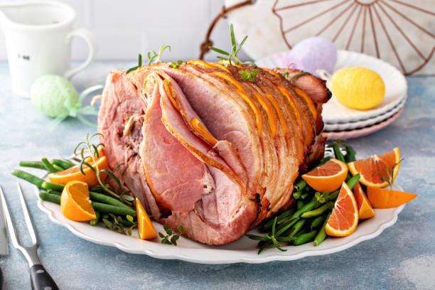 istock Traditional Easter ham with orange honey glaze 1395404265