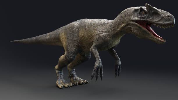 istock Allosaurus dinosaur of background. 3d rendering 1395410977