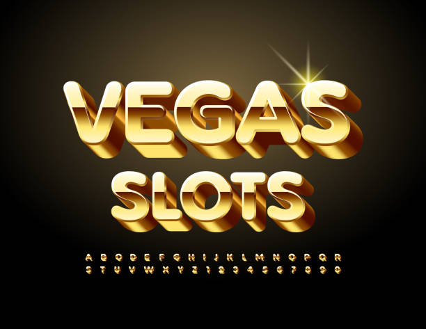 wektorowe luksusowe logo vegas slots. zestaw liter i cyfr złotego alfabetu - welcome to fabulous las vegas sign obrazy stock illustrations