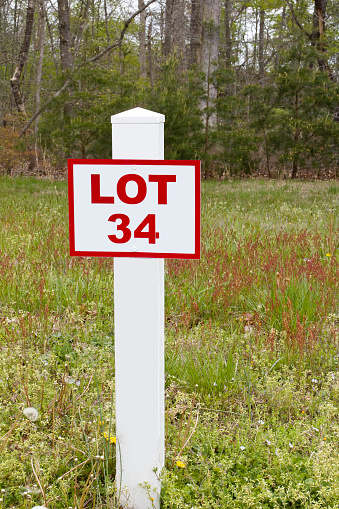 Building lot sign at new homestead development.